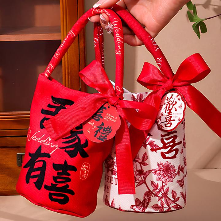 结婚专用喜糖盒喜糖袋婚礼手提布袋高级感免折叠喜糖盒子礼袋