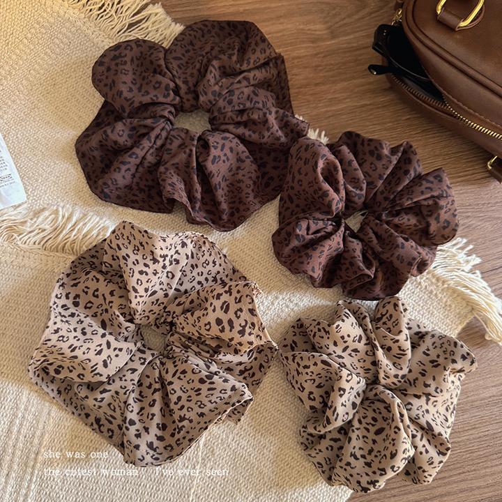 韩国东大门豹纹大肠发圈女2025新款扎头发绳早秋复古头绳头花发饰