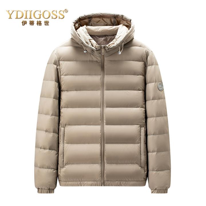 YDIIGOSS男士轻薄羽绒服可脱卸帽青年时尚休闲短裤保暖外套男2025