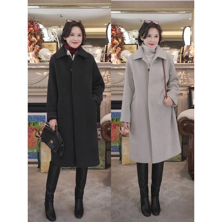 我是摩羯 海军大衣 80支绵羊毛山羊绒天丝长袖秋冬保暖大衣