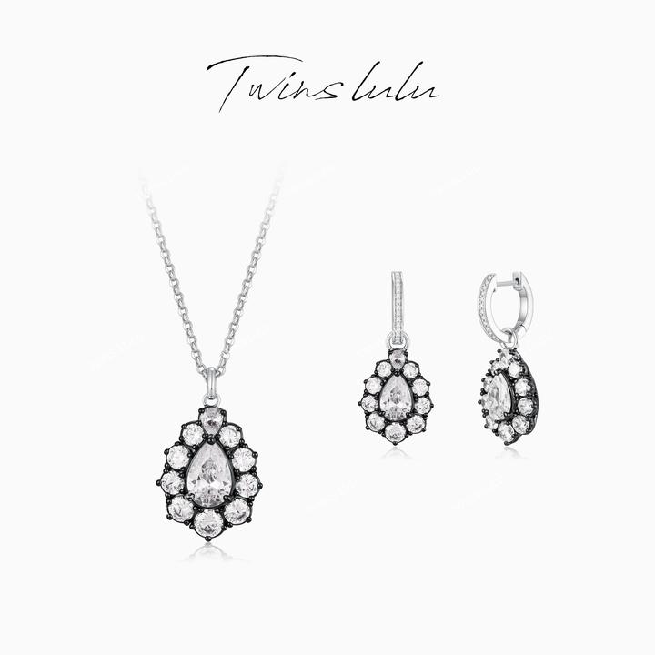 TWINSLULU【露滴】双十二小众简约高级感水滴形黑色项链TSJ7705