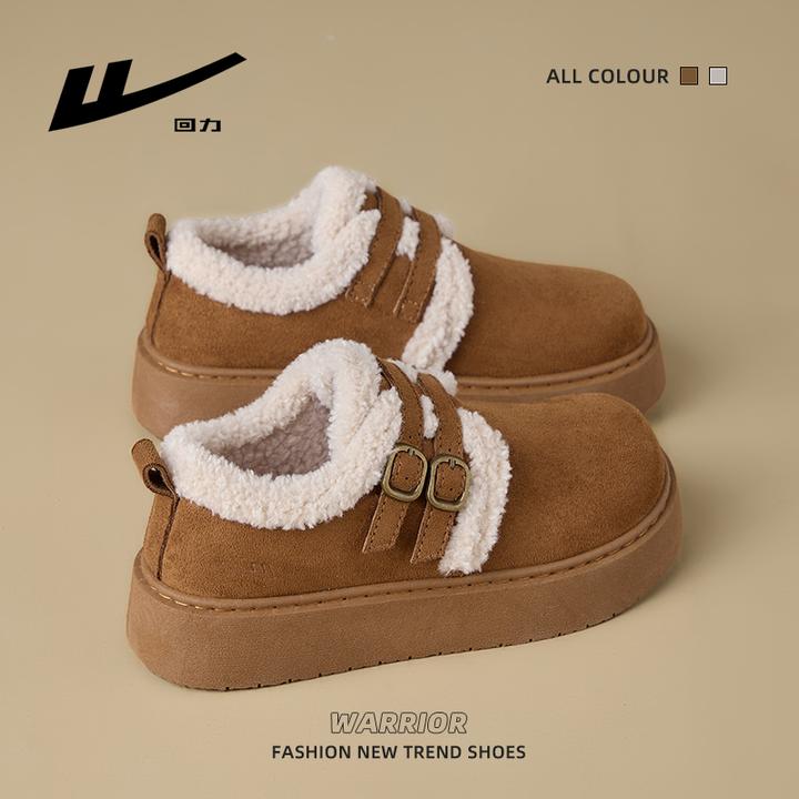 回力加绒勃肯鞋女2025冬季新款加厚保暖外穿厚底毛毛棉鞋雪地靴子