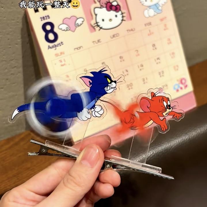 【甜星】创意猫和老鼠搞怪可旋转发夹亚克力卡通汤姆杰瑞饰品用品