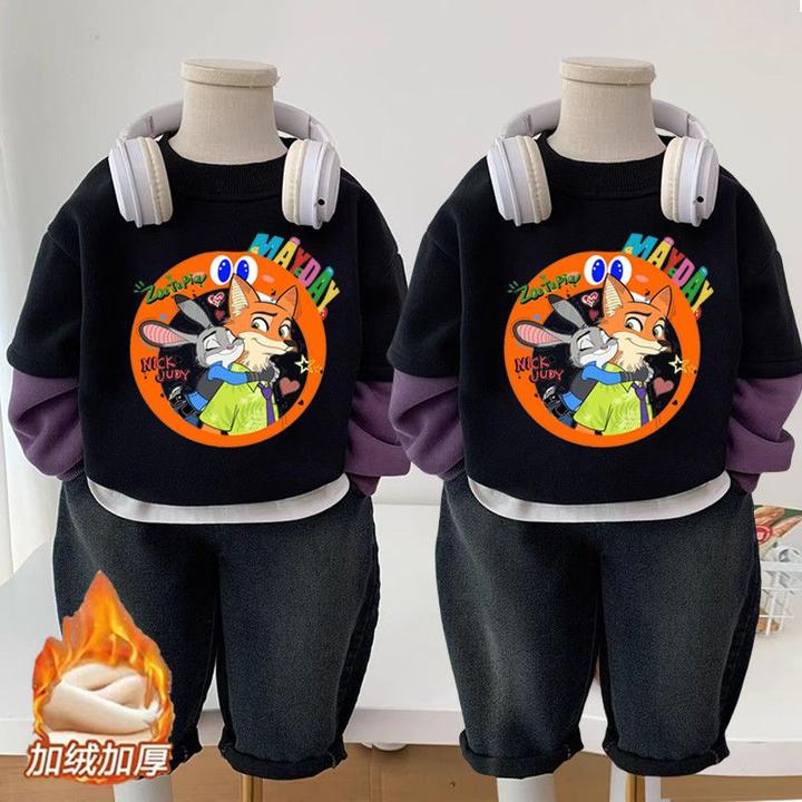 男童加绒卫衣外套秋冬装儿童宽松休闲卫衣开衫中大童洋气上衣百搭