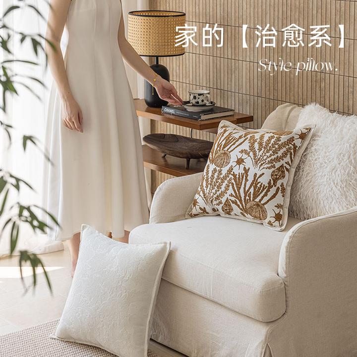 北欧ins风奶油色沙发抱枕套轻奢高级客厅飘窗床头靠背家用治愈系