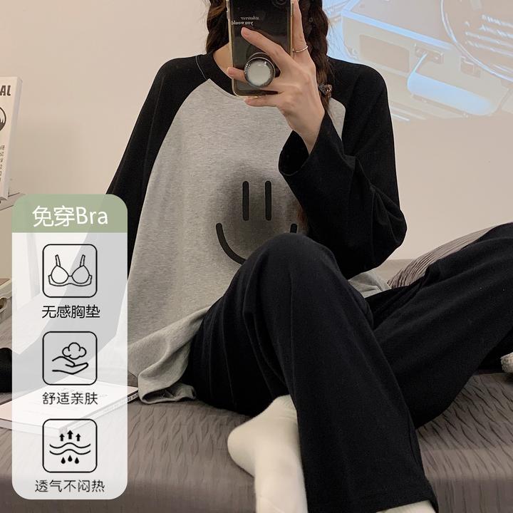 冬天睡衣带胸垫女款爆款2025新款春秋长袖长裤可外穿小个子家居服