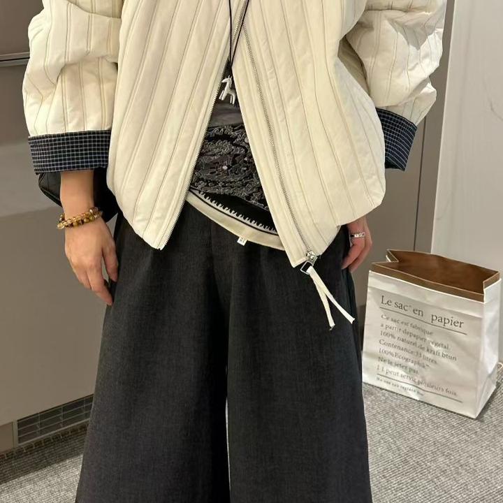 25年秋冬新款宽松显瘦圆领短款夹棉外套女休闲百搭小个子棉服上衣