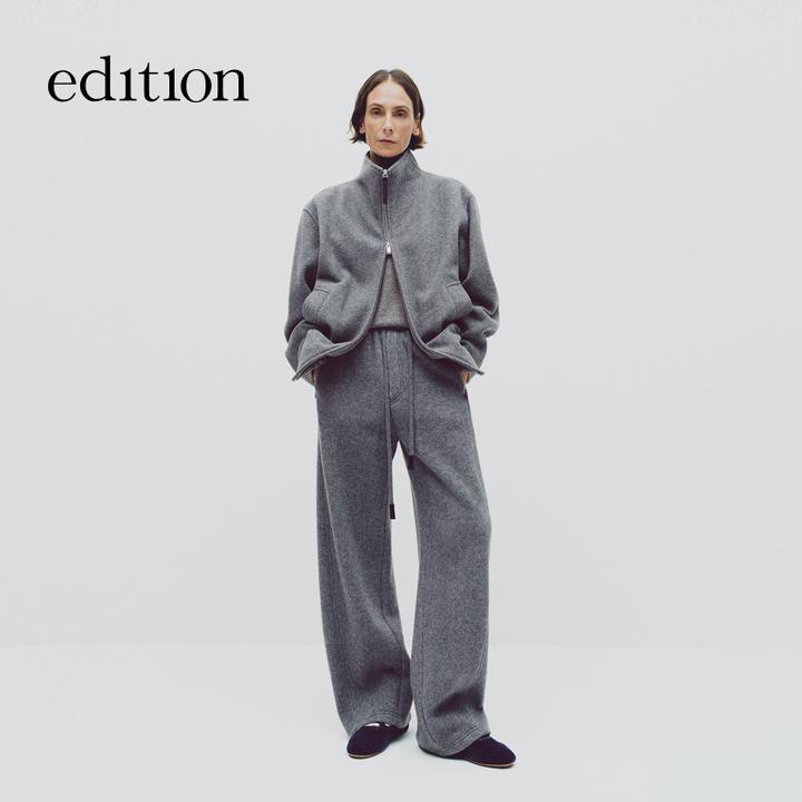 E+轻生活系列edition2025冬季新款绵羊毛呢运动卫裤#EBE4PAT020