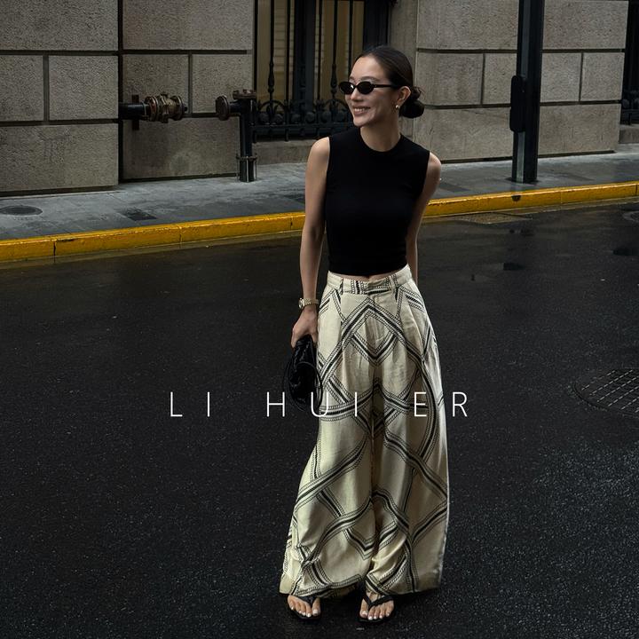 LiHuiEr李慧儿【第七回廊】2025夏季显瘦卡其色女装休闲裤LL02524