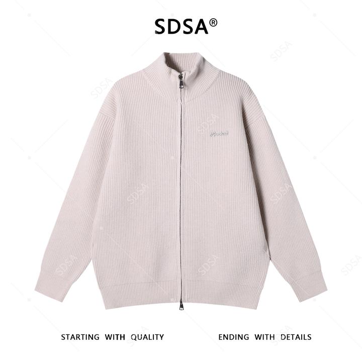 SDSA男士秋冬新款痞帅男装潮牌潮牌字母立领拉链针织衫时尚毛衣