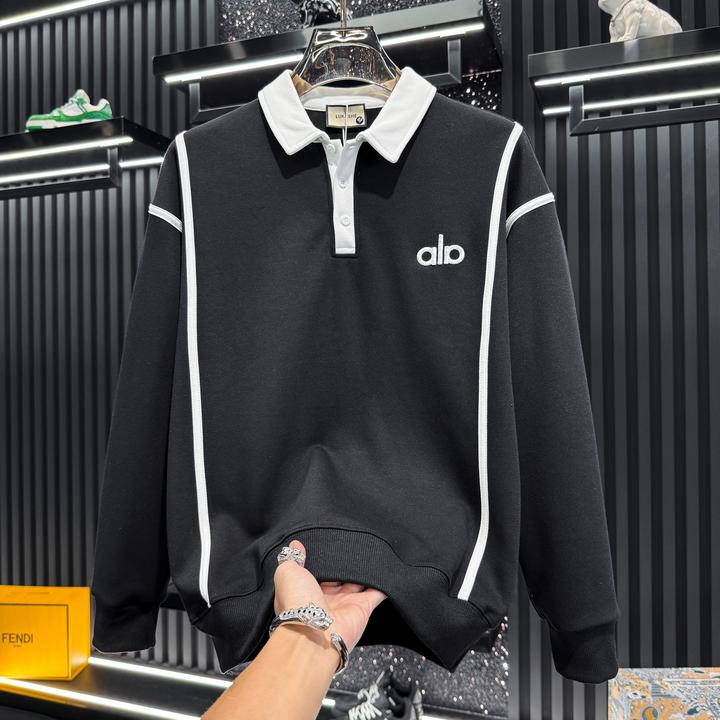 男士高端刺绣翻领卫衣2025新款秋冬季潮牌轻奢长袖polo衫男上衣