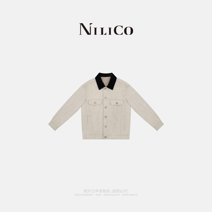 NILICO【旧梦时光】进口彩棉撞色极简廓形牛仔外套