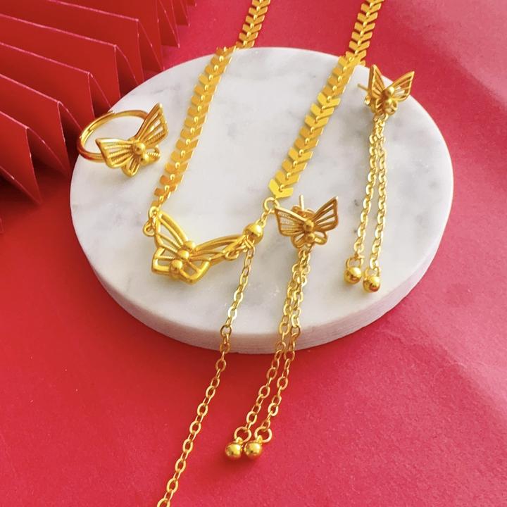 铜合金吊坠 铜合金 627 nipal 蝴蝶 长款 时尚三件套