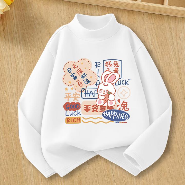 儿童秋冬德绒打底衫中大童冬天新款保暖长袖卡通印花休闲上衣童装