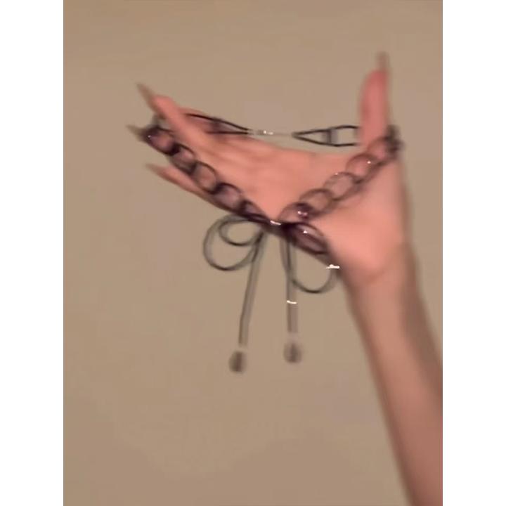 铜合金合成锆石项链 暗黑系蝴蝶结choker项链女甜酷轻奢锁骨链