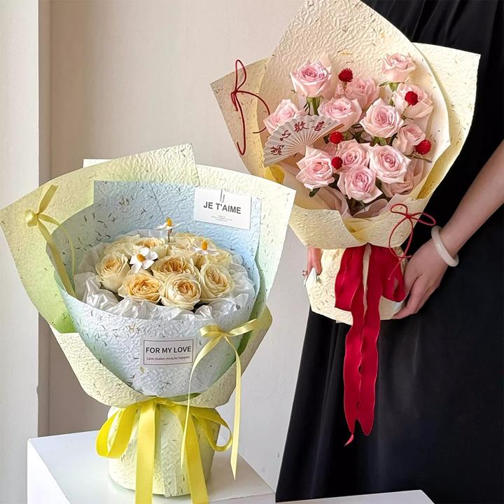 新款手撕花瓣压纹风华纸加厚防水耐撕鲜花包装纸