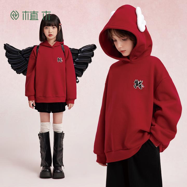 植木童装儿童卫衣中大童加厚卫衣上衣男童女童卫衣2025冬季新款