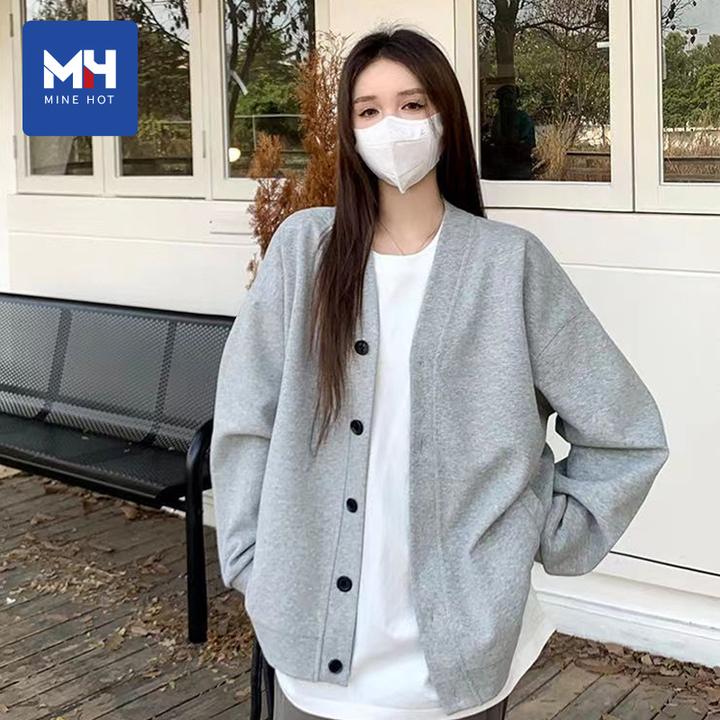 唐狮集团MH开衫卫衣女2025新款春秋季开学休闲长袖V领时尚风上衣S