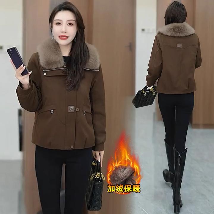 加绒加厚短款派克服女2025冬季洋气休闲保暖宽松减龄显瘦棉袄外套