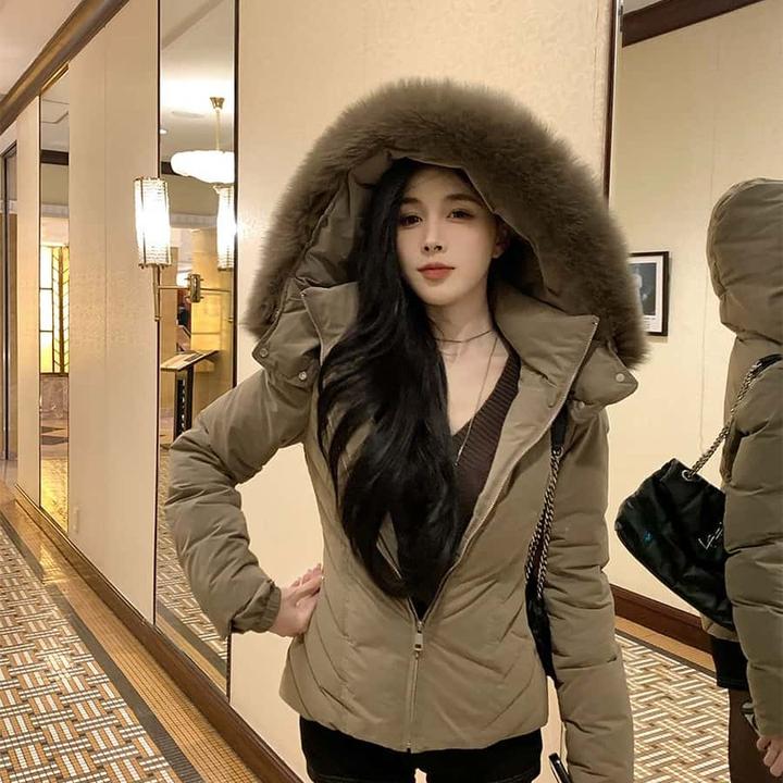 韩系气质大毛领可拆卸连帽棉服女2025冬新款收腰显瘦保暖棉衣外套