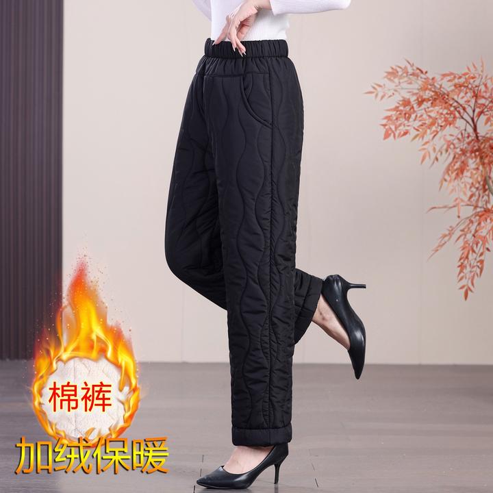 奶奶棉裤冬裤加厚夹棉保暖裤妈妈冬季直筒裤70岁80老太太加绒裤子