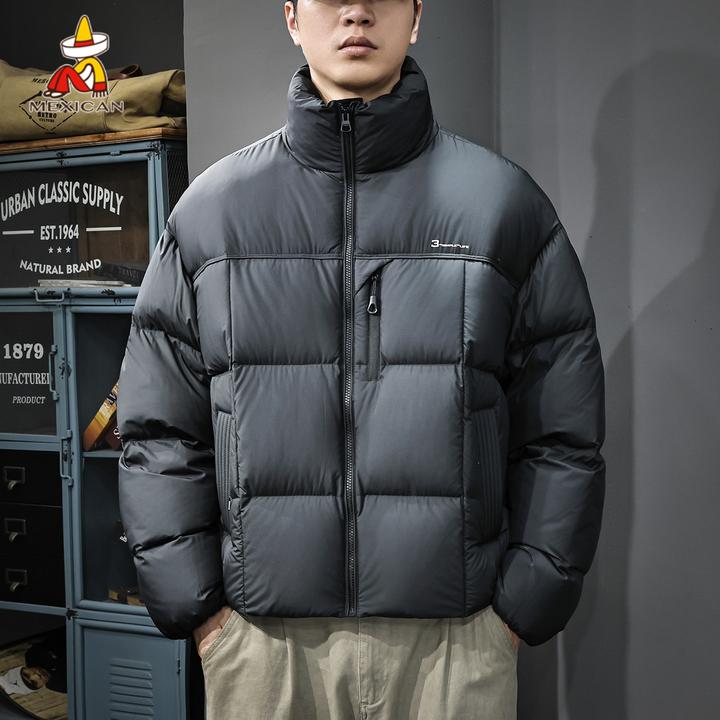 Mexican/稻草人冬季新款立领羽绒服男款加厚保暖外套无帽面包服潮