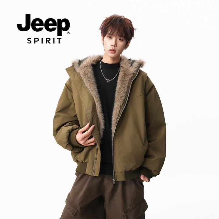 JEEPSPIRIT美式复古解构座山雕棉衣冬季座山雕棉服高级感穿搭潮流