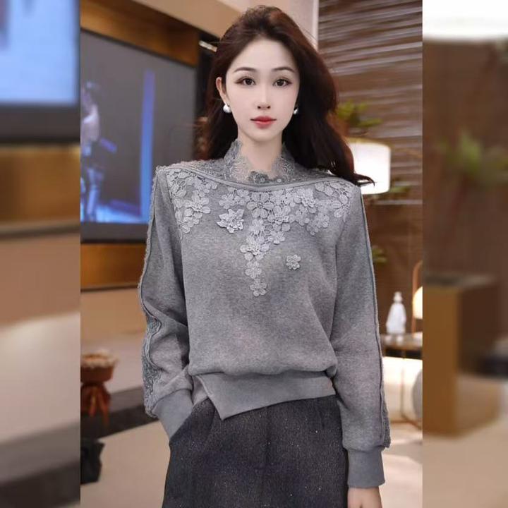 【林雪雪】叙事秋冬新款时尚设计气质百搭显瘦灰色针织衫2513000