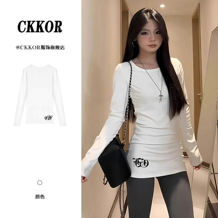 CKKOR美式辣妹收腰显瘦内搭女打底衫小众炸街高级感德绒保暖上装