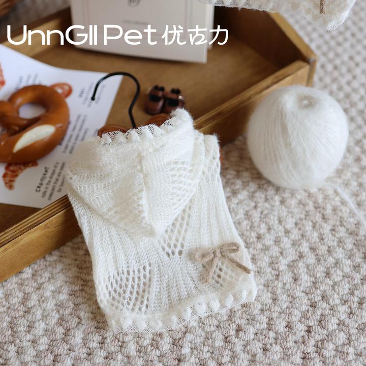UnnGllPet优古力原创秋冬马海毛镂空连帽针织毛衣宠物狗狗衣服