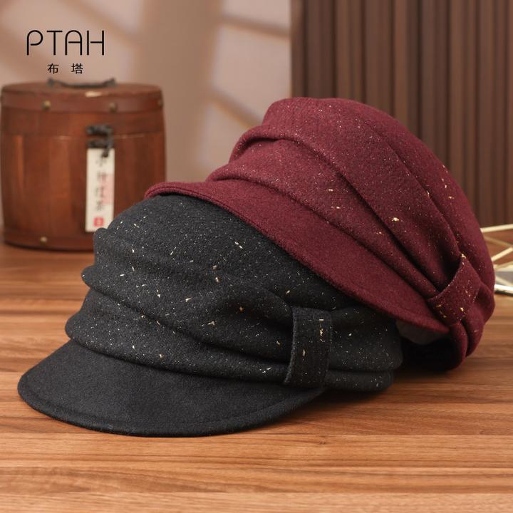 【羊毛鸭舌】布塔羊毛混纺春秋冬羊毛帽子帽子女秋冬0819新款爆款