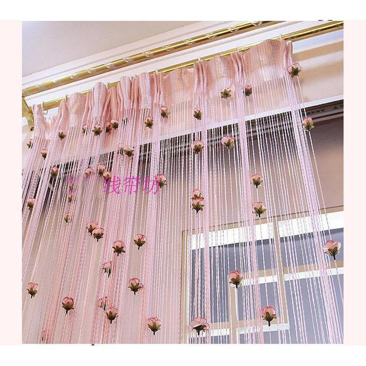 玫瑰花线门帘线帘免打孔加密加粗流苏隔断装饰帘客厅橱窗魔术贴款