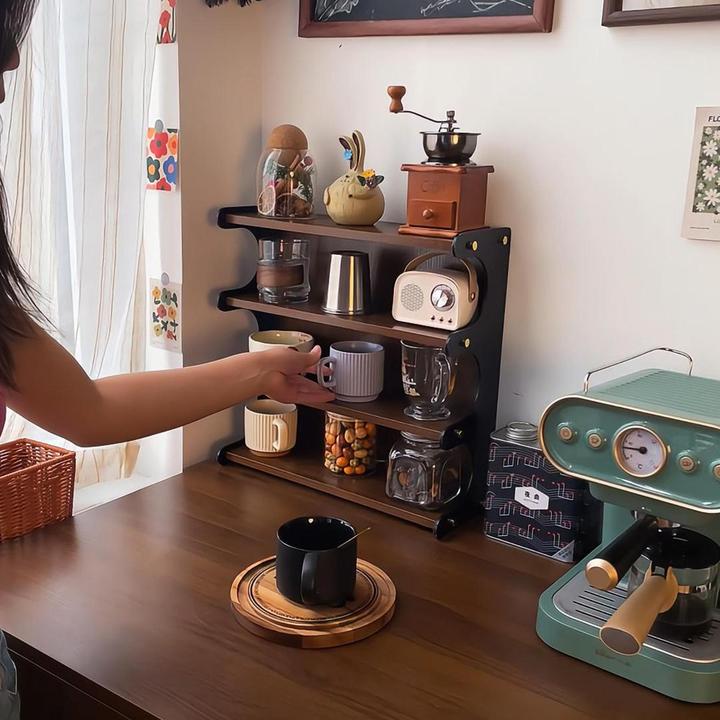 【年终大促】木质收纳小物件亚克力马克杯餐边柜靠墙杯子架置物架