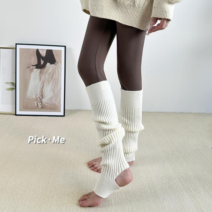 袜套和瑜伽裤真别太配~坑条针织显瘦瑜伽堆堆袜秋冬保暖踩脚腿套
