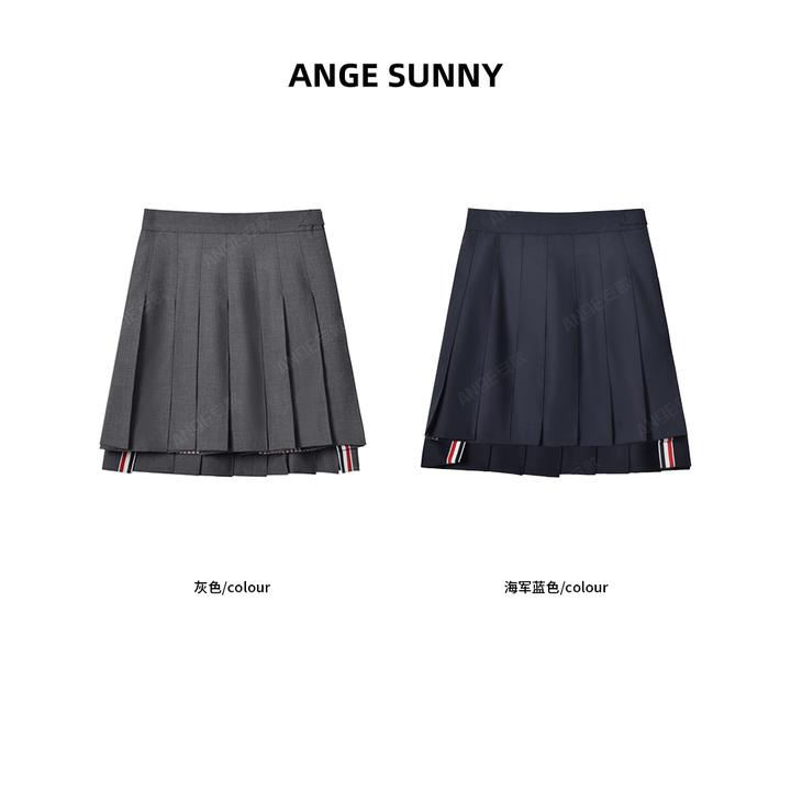 ANGE SUNNY【李知恩同款 学院风羊毛百褶裙】带安全裤前短后长半裙