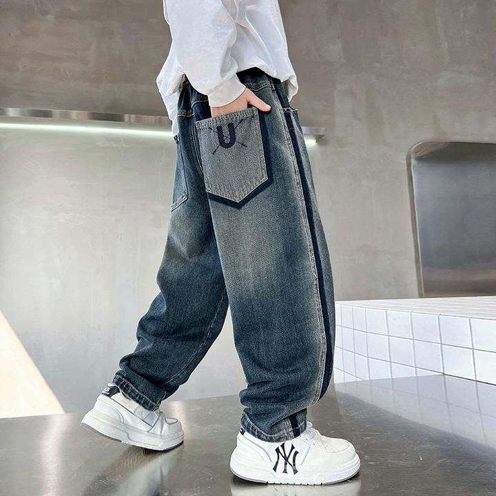 童装男童秋冬新款宽松直筒牛仔裤帅气中大童阔腿男孩春秋冬季裤子