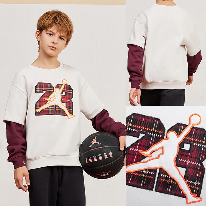 【官方旗舰】Air Jordan童装男女童商场同款休闲格纹加绒卫衣C861