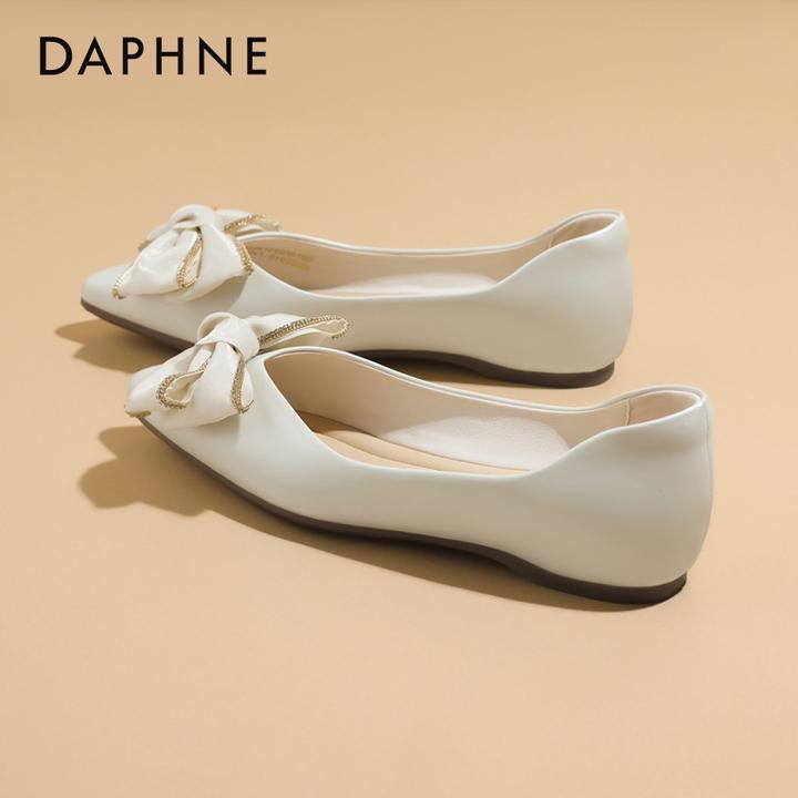 达芙妮秋季新款法式浅口单鞋时尚百搭仙女风软底尖头平底鞋配裙子