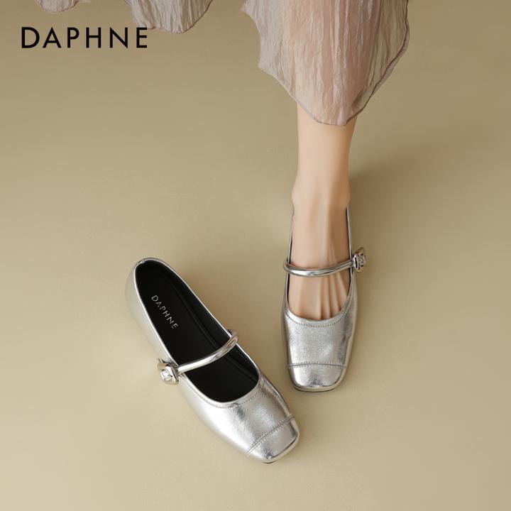 达芙妮2025年夏季新款玛丽珍女鞋复古时尚百搭方头一字带浅口单鞋