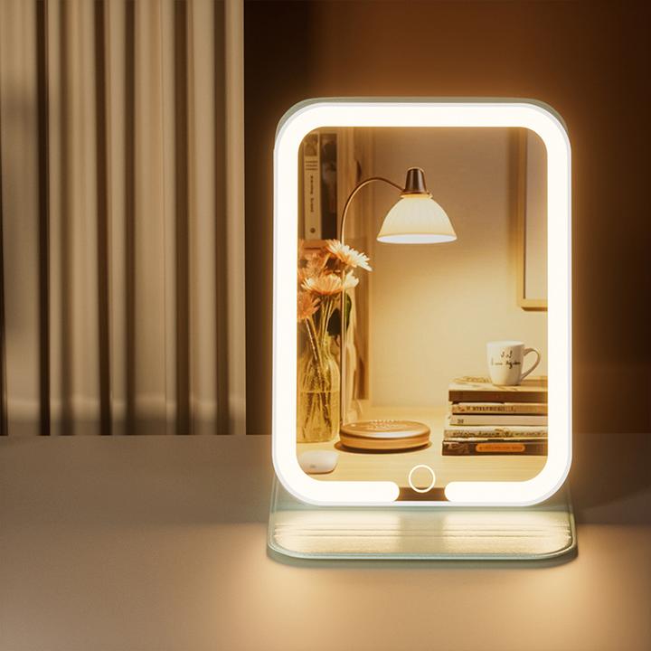 LED化妆镜带灯补光镜梳妆便携旅游充电镜子专用可折叠大学宿舍镜