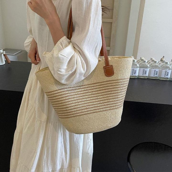 草编包包女2025新款时尚大容量编织菜篮子单肩包海边度假风通勤包