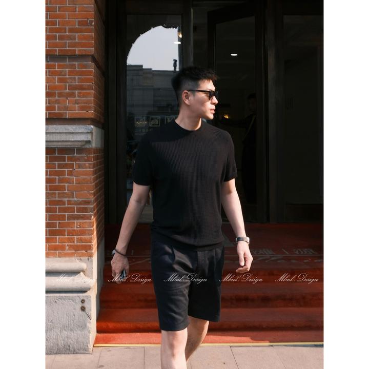 MBNL-F「18针华夫格」秦磊男装100支三股混纺针织短袖LL-WSY1086