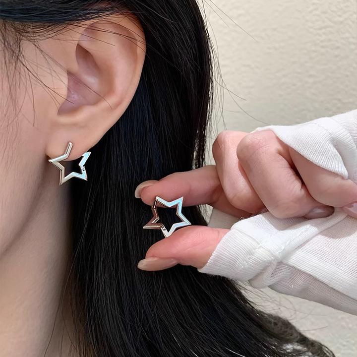 铜合金耳饰 折角星星气质五角星耳钉简约耳环2025新款耳扣耳饰女