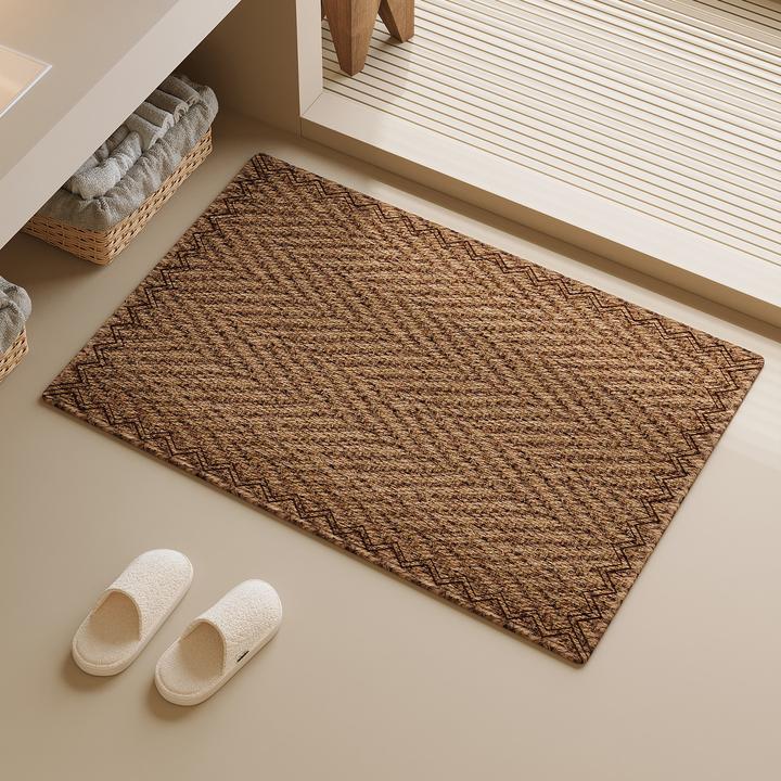 满印剑麻亚麻软硅藻泥地垫脚垫吸水防滑卫生间厕所浴室洗手间门口