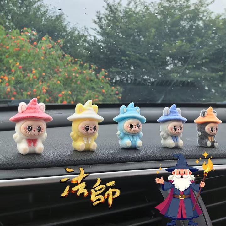 新款植绒戴帽布布可爱卡通萌粒树脂摆件diy饰品车载配件饰品批发