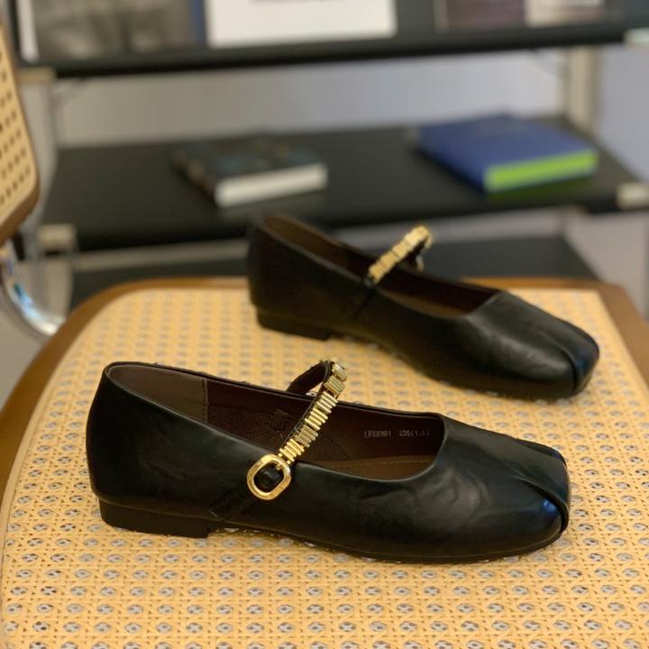 一字细带显脚小玛丽珍女鞋2025秋季爆款复古通勤方头平底浅口单鞋