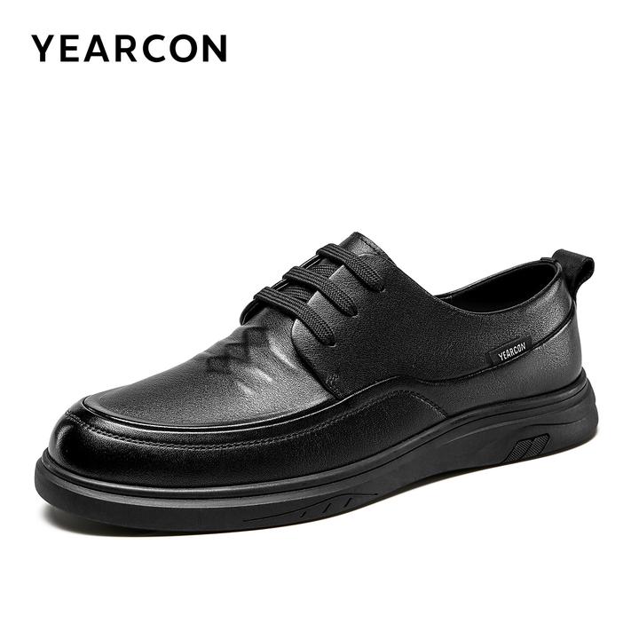 意尔康真皮休闲皮鞋男牛皮软底商务皮鞋男士透气45码46码大码男鞋
