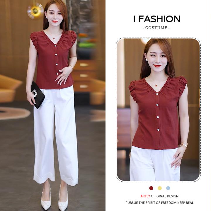 小个子休闲减龄衬衫女2026年夏季新款韩版洋气宽松显瘦v领上衣潮