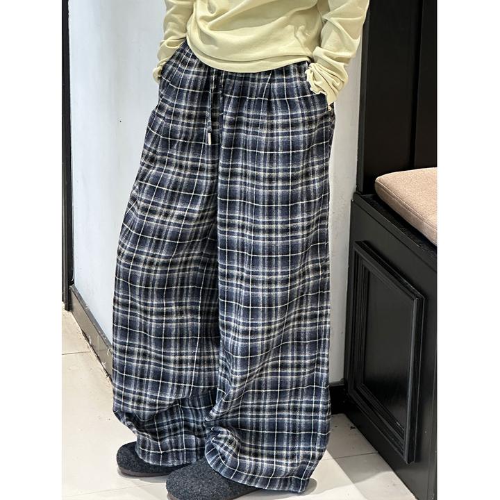 K29673孙小美韩系慵懒女童格子休闲裤2025秋装新款儿童裤子阔腿裤