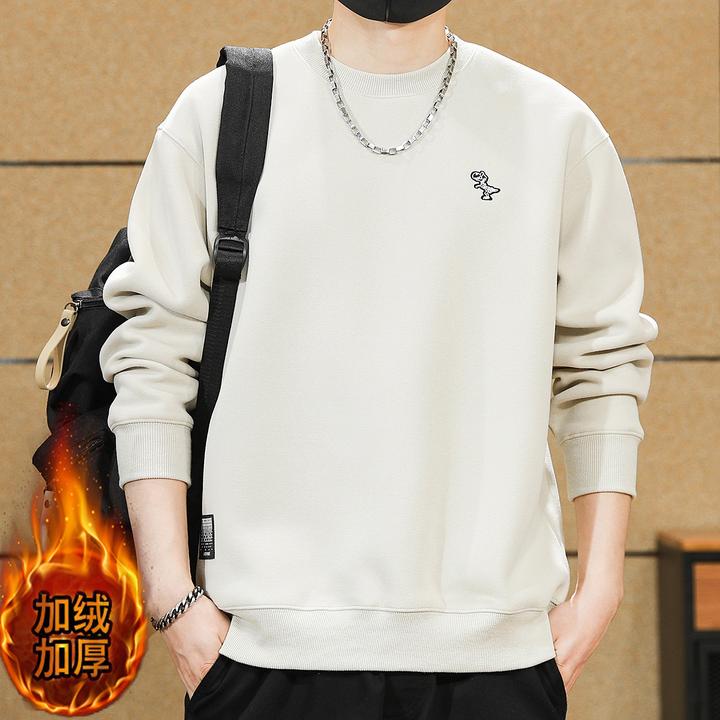 秋冬季新款卫衣男士美式潮牌重磅420g恐龙刺绣圆领上衣宽松打底衫
